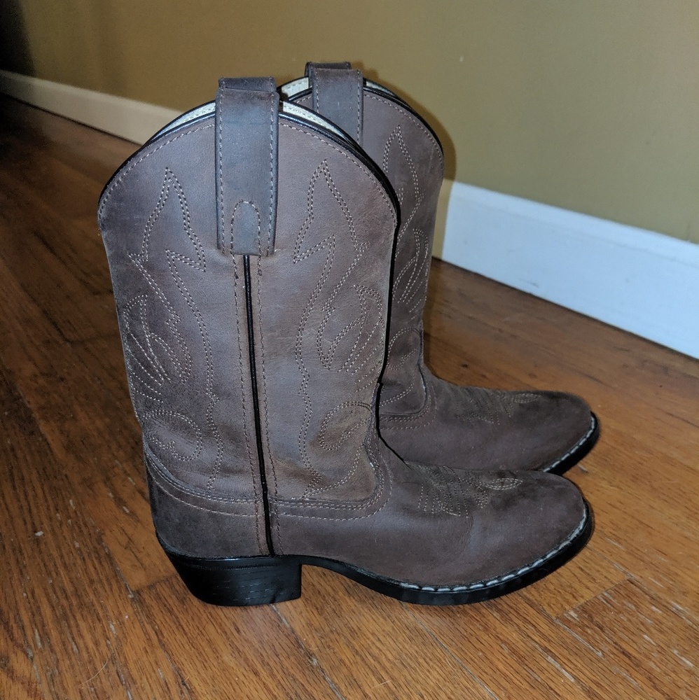 Leather Cowboy Boots - Brown